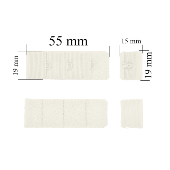 Bra hook & eye back closure 3x1 19 mm Whisper white 500 pcs