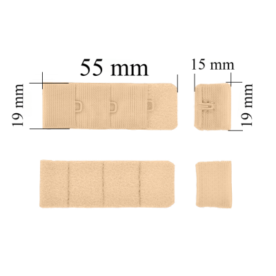 Chiusura posteriore con gancio e occhiello per reggiseno 3x1 19 mm Beige 500 pz