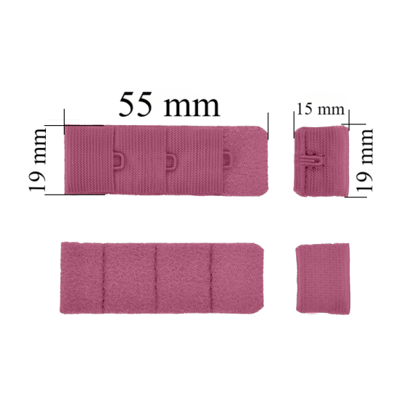 BH-Verschluss mit Haken 3x1 19 mm Rosa Rubin 500 Stk