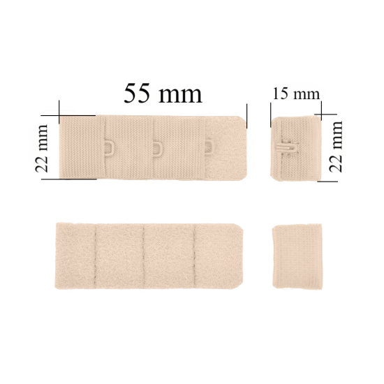 Verschluss mit Haken 3x1 für BH 22 mm Jasmin 500 Stk