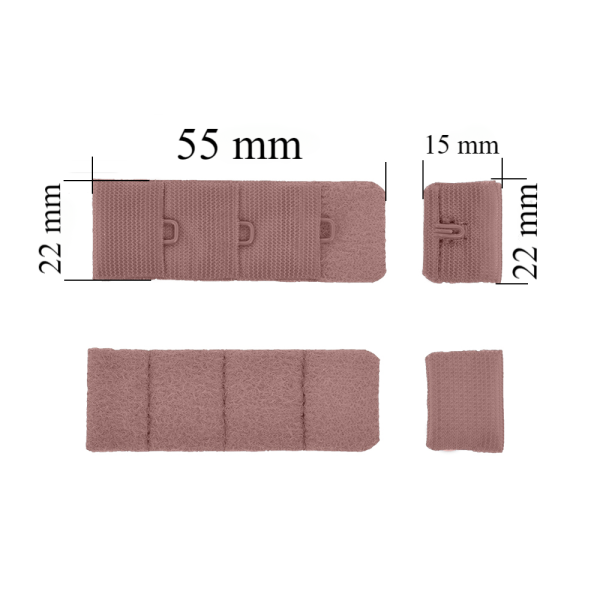 Aizdare ar āķīšiem 3x1 krūšturis 22 mm Kafijas roze 500 gab