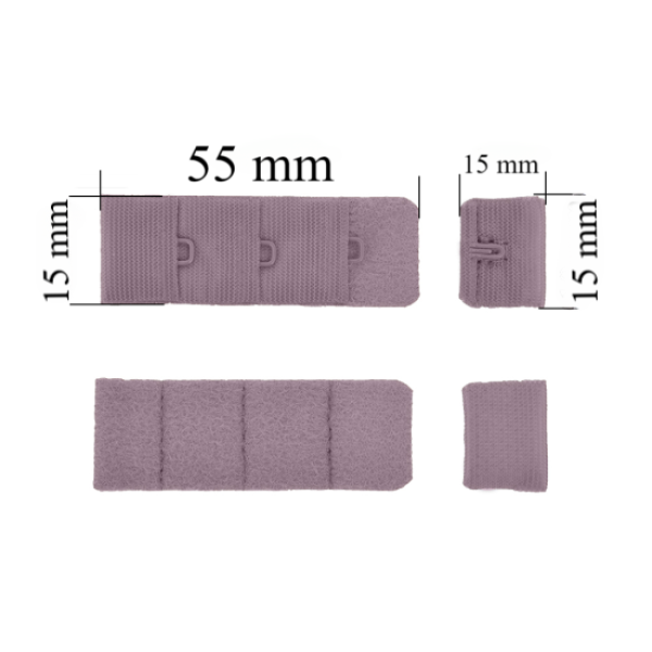 Zapięcie na haczyki 3x1 do biustonosza 15 mm Morska mgła 500 szt.