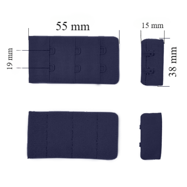 Bra hook & eye back closure 3x2 38 mm Dark blue 500 pcs