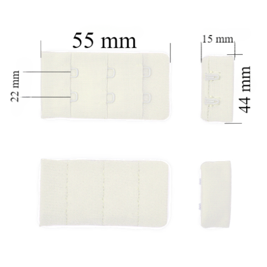 Verschluss mit Haken 3x2 für BH 44 mm Dämmerungsweiß 500 Stk