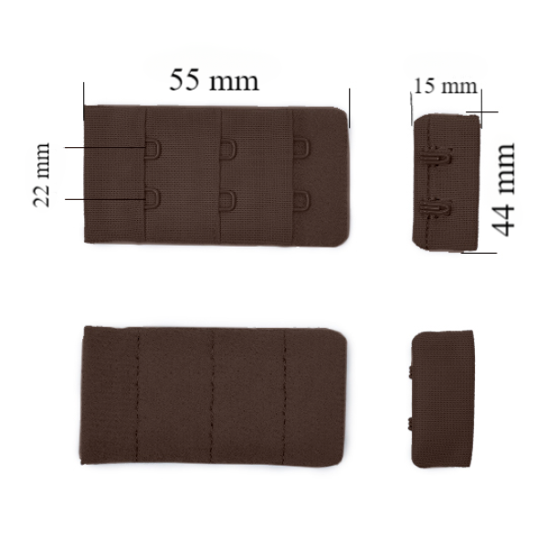 Aizdare ar āķīšiem 3x2 krūšturis 44 mm Šokolādes brūns 500 gab