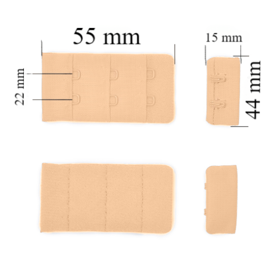 Bra hook & eye back closure 3x2 44 mm Beige 500 pcs