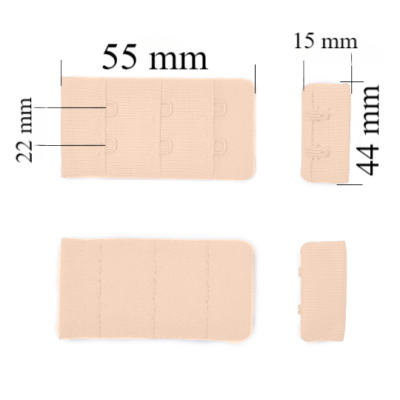Cierre para sujetador 3x2 44 mm Jazmín 500 ud