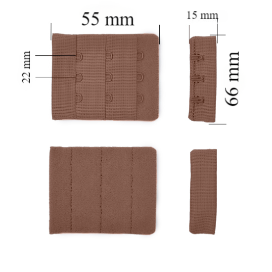 Fermeture à crochet et œillet pour soutien-gorge 3x3 66 mm Peppercorn 500 pcs