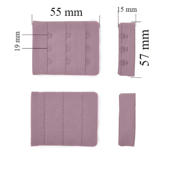 Bra hook & eye back closure 3x3 57 mm Sea fog 500 pcs