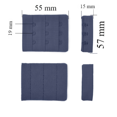 Cierre para sujetador 3x3 57 mm Hortensia 500 ud