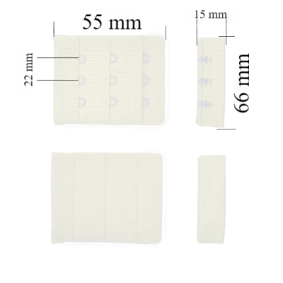 Cierre para sujetador 3x3 66 mm Blanco susurro 500 ud