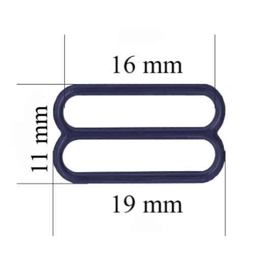 Metal bra slider for 16 mm straps Dark blue 800 pcs
