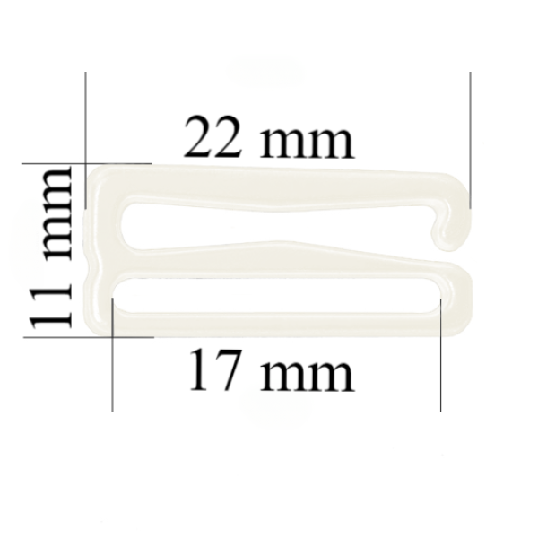 Metall BH Schieberhaken für 17 mm Träger Flüsterweiß 800 Stk