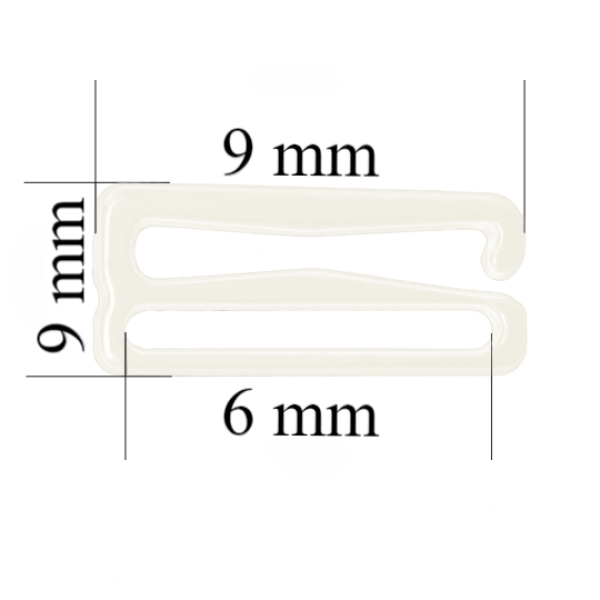 Metall BH Schieberhaken für 6 mm Träger Flüsterweiß 800 Stk
