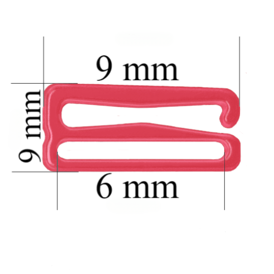 Ganci scorrevoli per reggiseno in metallo per spalline da 6 mm Rosso 800 pz