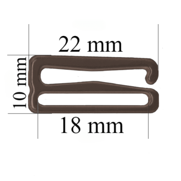 Metall-BH-Schieberhaken für 18 mm Träger Schokoladenbraun 800 Stk