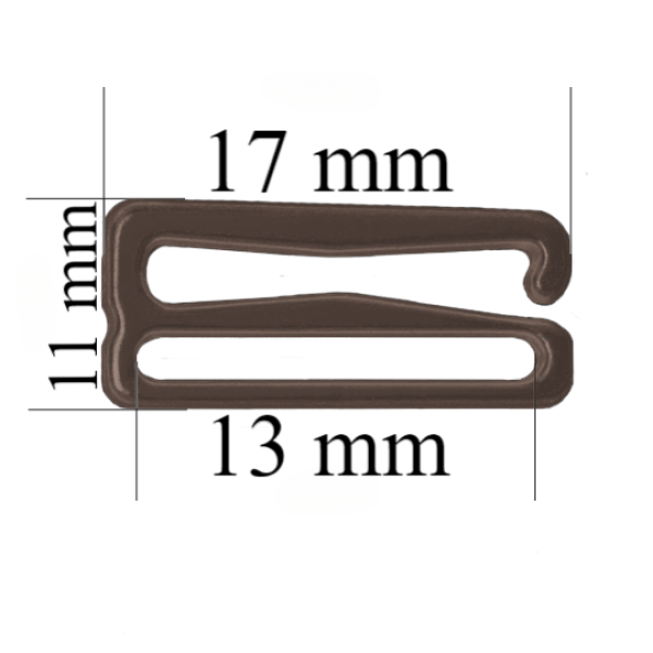 Metall-BH-Schieberhaken für 13 mm Träger Schokoladenbraun 800 Stk