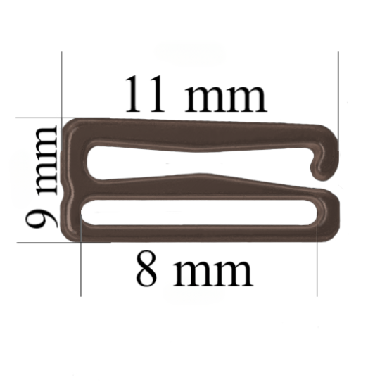 Metall-BH-Schieberhaken für 8 mm Träger Schokoladenbraun 800 Stk