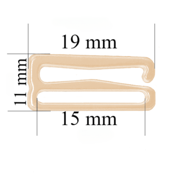 Metall BH Schieber Haken für 15 mm Träger Beige 800 Stk