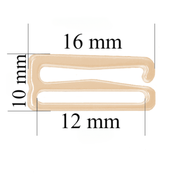 Metall BH Schieber Haken für 12 mm Träger Beige 800 Stk