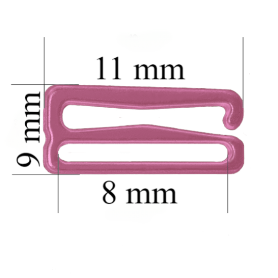 Металеві гачки для бретелів 8 мм Рожевий рубін 800 шт Металеві гачки для бретелів 8 мм Рожевий рубін 800 шт