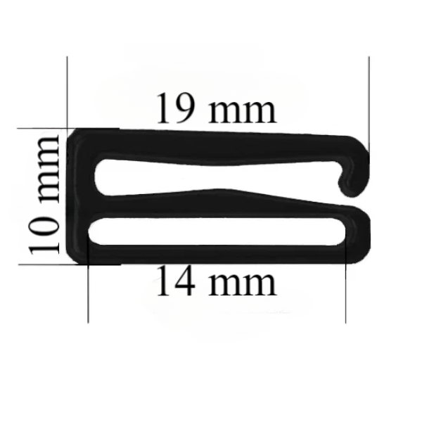 Crochets coulissants en métal pour bretelles de 14 mm Noir 10000 pièces