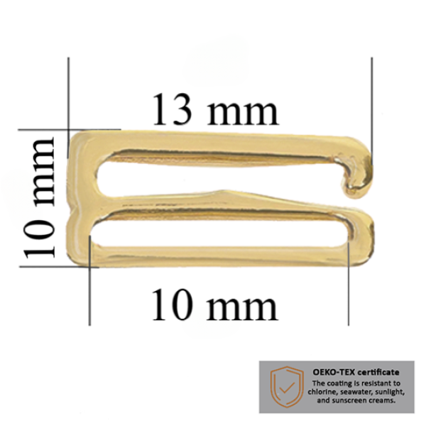 BH haken für Bademode 10 mm in der Farbe Helles Gold 1000 stk  - Zertifiziert für Salzbeständigkeit