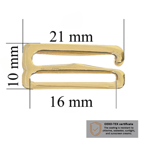 BH haken für Bademode 16 mm in der Farbe Helles Gold 1000 stk  - Zertifiziert für Salzbeständigkeit