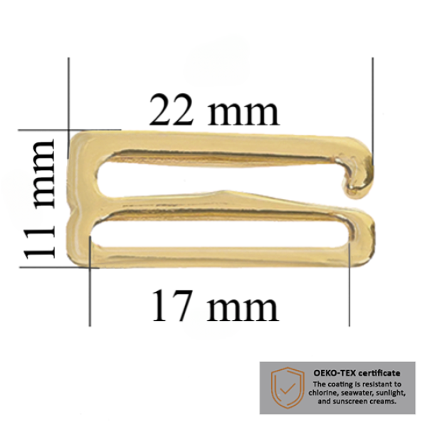 Crochets pour maillots de bain 17 mm en couleur Di oro chiaro 10000 pcs – Certifiés pour la résistance au sel