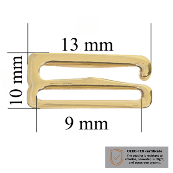 BH haken für Bademode 9 mm in der Farbe Helles Gold 10000 stk  - Zertifiziert für Salzbeständigkeit