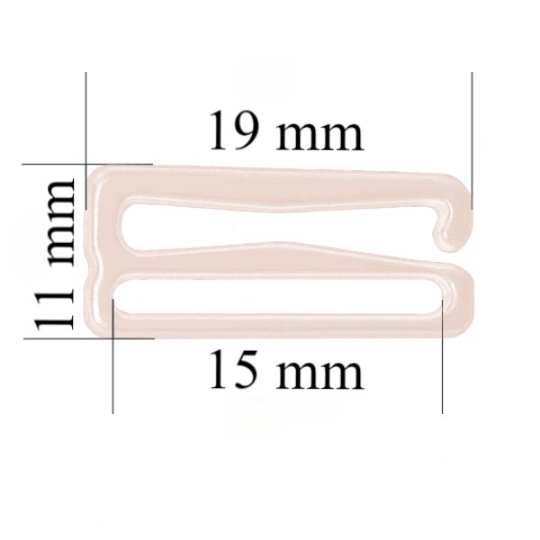Metall-BH-Schieberhaken für 15 mm Träger Silver Peony 800 Stk