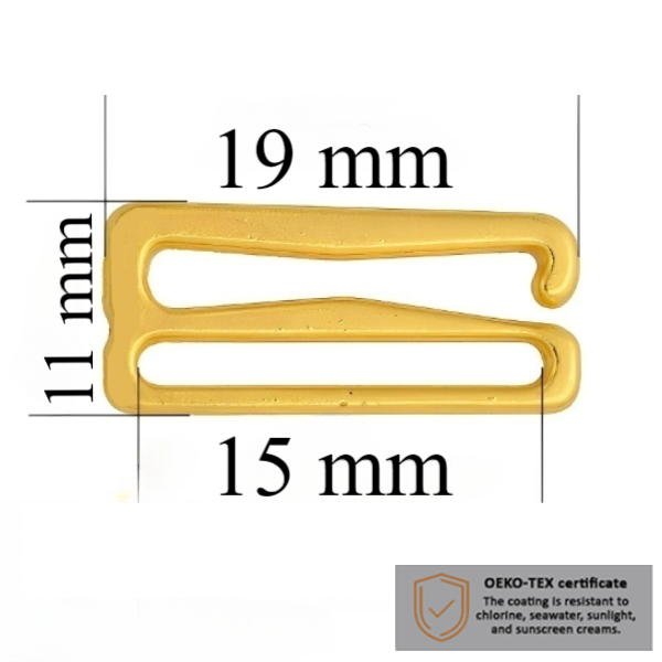 BH haken für Bademode 15 mm in der Farbe Glänzendes Gold 1000 stk  - Zertifiziert für Salzbeständigkeit