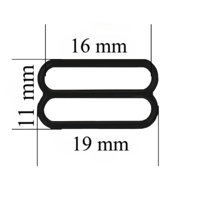 Regulador metálico para tirante de lencería 16 mm  Negro 1000 ud