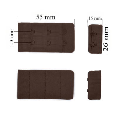 Verschluss mit Haken 3x2 für BH 26 mm Schokoladenbraun 500 Stk