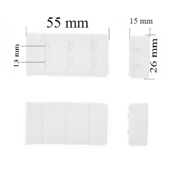 Verschluss mit Haken 3x2 für BH 26 mm Weiß 10000 Stk