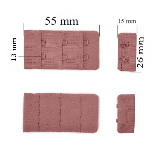 Aizdare ar āķīšiem 3x2 krūšturis 26 mm Kafijas roze 500 gab