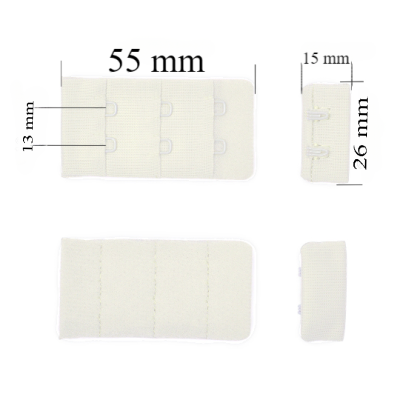 Fermeture à crochet et œillet pour soutien-gorge 3x2 26 mm Whisper blanc 500 pcs