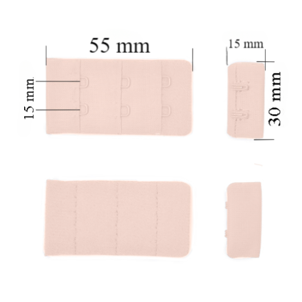 Cierre para sujetador 3x2 30 mm Peonía plateada 500 ud