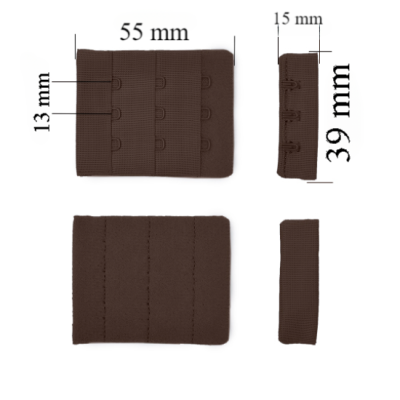 Aizdare ar āķīšiem 3x3 krūšturis 39 mm Šokolādes brūns 500 gab