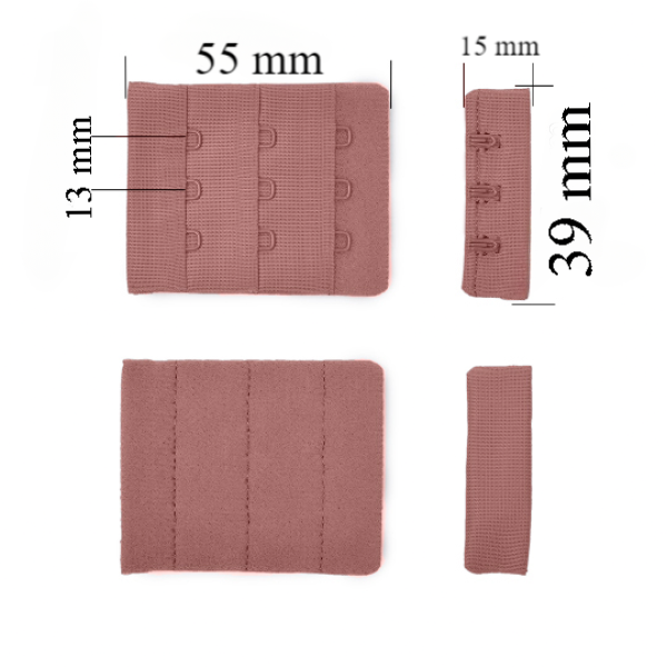 Aizdare ar āķīšiem 3x3 krūšturis 39 mm Kafijas roze 500 gab