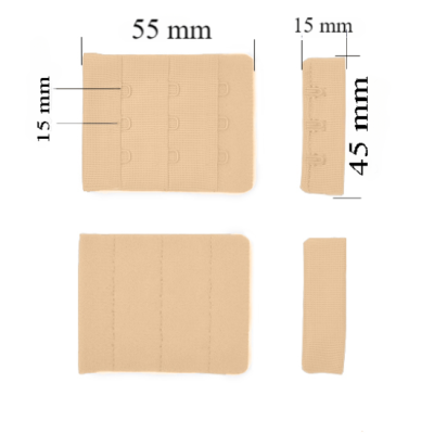 Verschluss mit Haken 3x3 für BH 45 mm Beige 500 Stk
