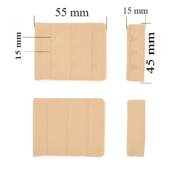 Verschluss mit Haken 3x3 für BH 45 mm Beige 500 Stk