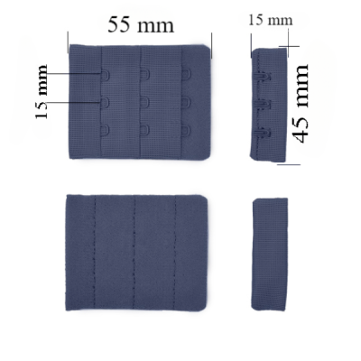 Verschluss mit Haken 3x3 für BH 45 mm Hortensie 500 Stk