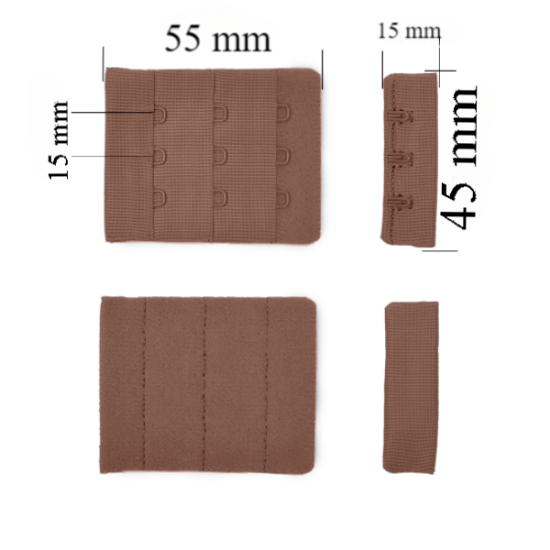 Chiusura posteriore con gancio e occhiello per reggiseno 3x3 45 mm Peppercorn 500 pz.
