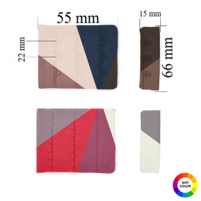 Büstenhalterverschluss 3x3 66 mm mit Färbung passend zum Stoff - 10000 Stück