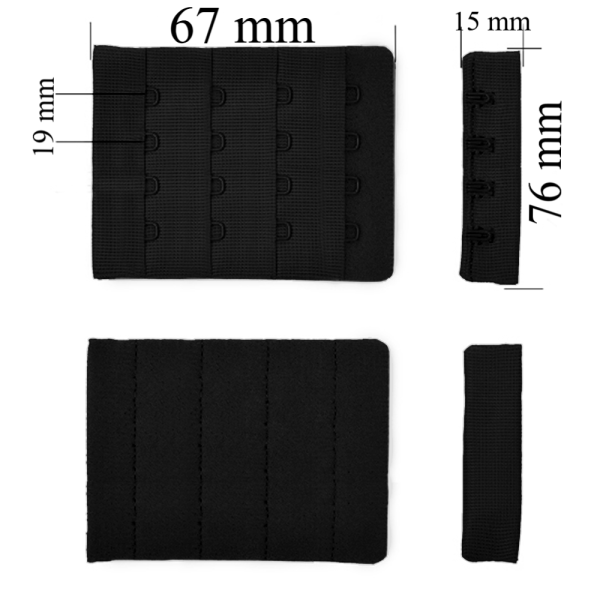 Verschluss mit Haken 4x4 für BH 76 mm Schwarz 10000 Stk