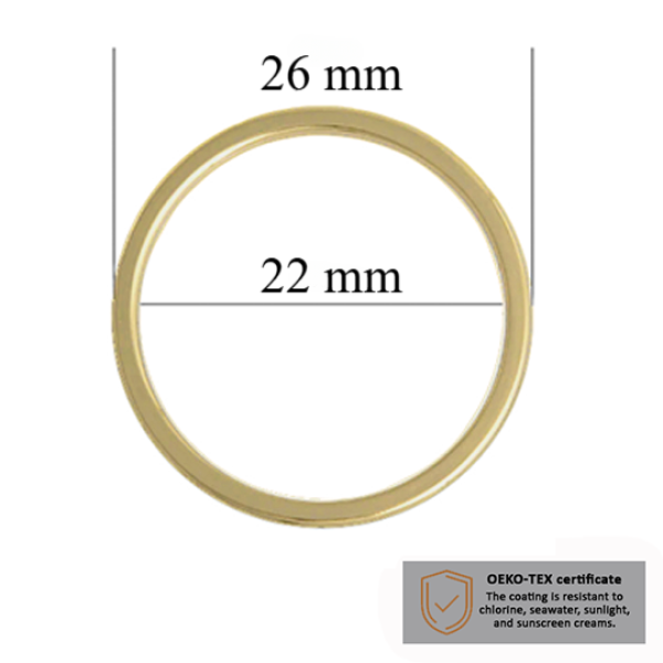 BH Ringe für Bademode 22 mm in der Farbe helles Gold 1000 stk  - Zertifiziert für Salzbeständigkeit