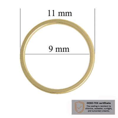 BH Ringe für Bademode 9 mm in der Farbe helles Gold 1000 stk  - Zertifiziert für Salzbeständigkeit