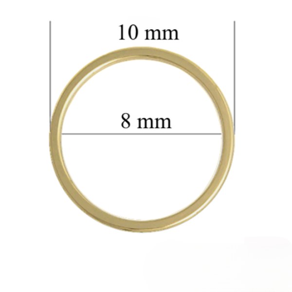 Metallringe für Riemen 8 mm helles aus hellem  Gold 1000 Stk