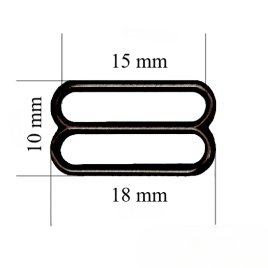 Regulador metálico para tirante de lencería 15 mm Oro negro 1000 ud